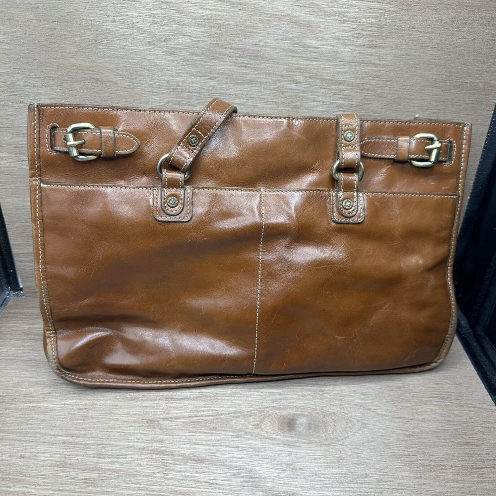 Patricia Nash Brown Leather Tote Bag W/ Crossbody Strap Purse